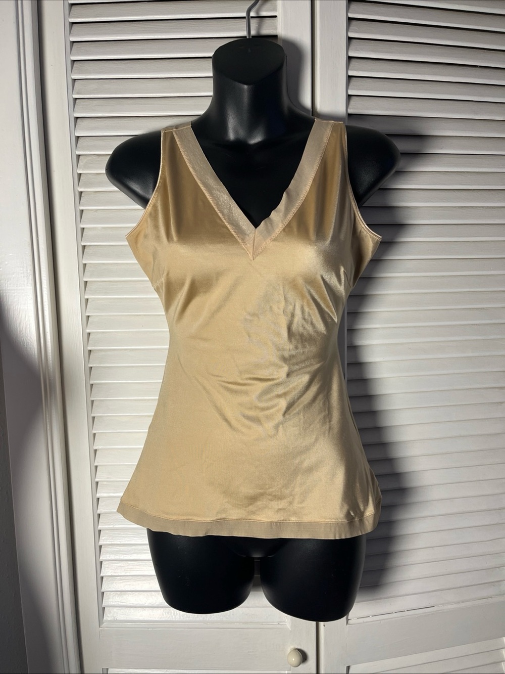 SPANX V-Neck Satin Camisole in Beige shapewear in L